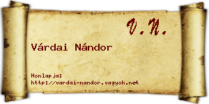 Várdai Nándor névjegykártya